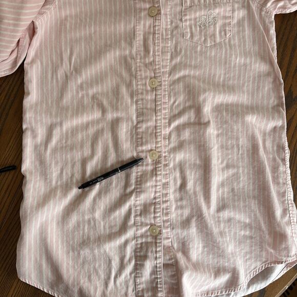 Lauren Ralph Lauren Nightgown Large Soft Pink Striped Long Sleeve *see pic * - Picture 7 of 7